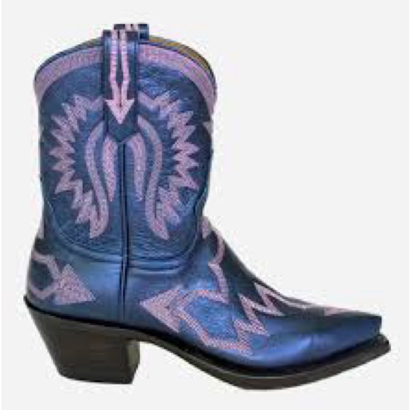 Miron Crosby Metallic Navy & Pink Cowgirl Boots - Sz. 10 - Picture 5 of 15